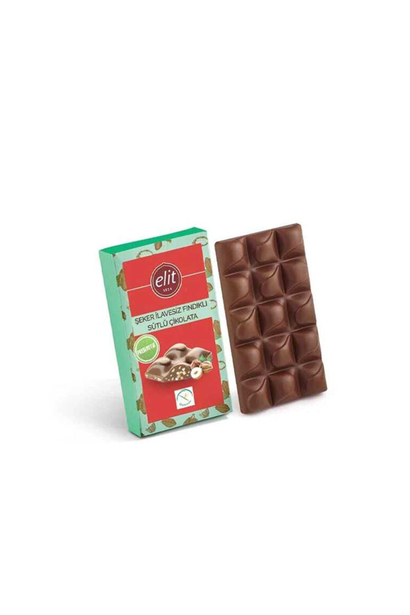 Fındıklı, Şeker İlavesiz ve Prebiyotik Sütlü Çikolata 60g Glutensiz - 1
